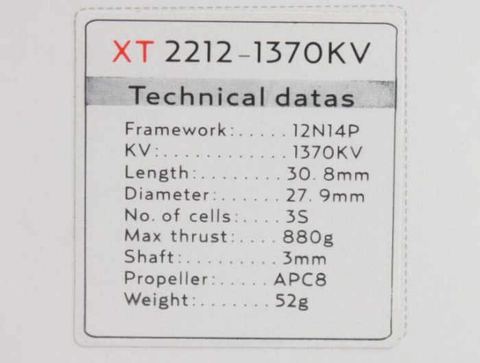★Двигатель EMAX XT2212 980KV-1250KV-1370KV для авиационного мультикоптера — изображение 6