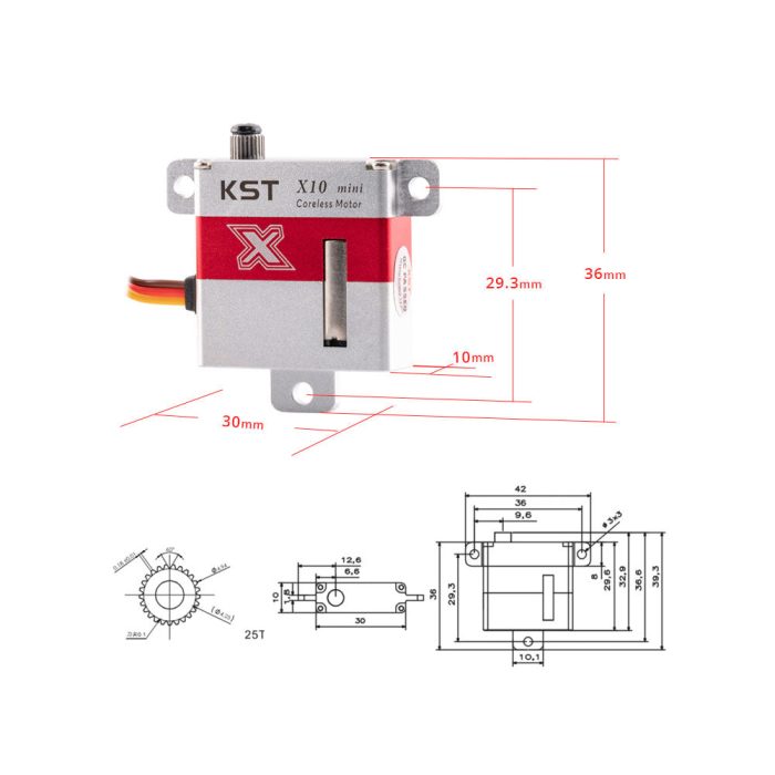 KST X10 Mini V8.0 Digital Metal Gear Servo 7,5 кг 0,1 сек для радиоуправляемых планеров — изображение 6