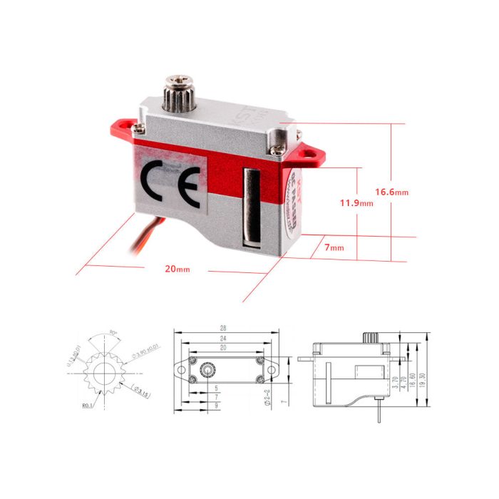 X06 V6.0 HV Digital Metal Gear Micro Servo 1.8Kgf.cm 0,07 сек для радиоуправляемых планеров — изображение 6