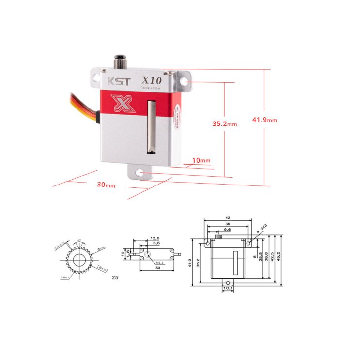 X10 V8.0 Digital Metal Gear Servo 10.8kg.cm 0,10 сек для радиоуправляемых планеров — изображение 6